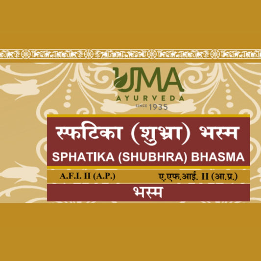 Uma Ayurveda Sphatika (Shubhra) Bhasma useful in Svitra, Visarpa