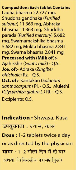 Shwasa Chintamani Rasa Gold Tablet For Tuberculosis