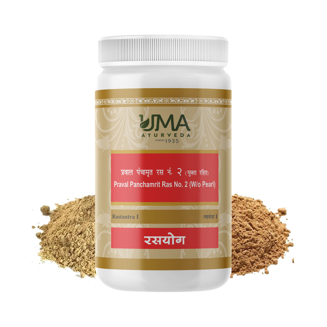 Uma Ayurveda Praval Panchamrit Ras Ayurvedic Tablets with out Pearl