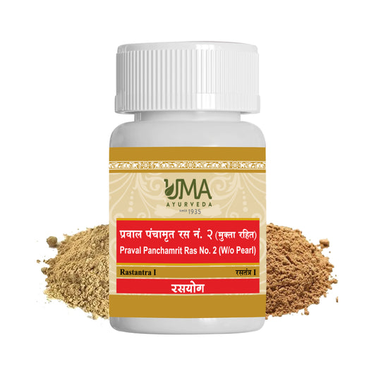 Uma Ayurveda Praval Panchamrit Ras Ayurvedic Tablets with out Pearl