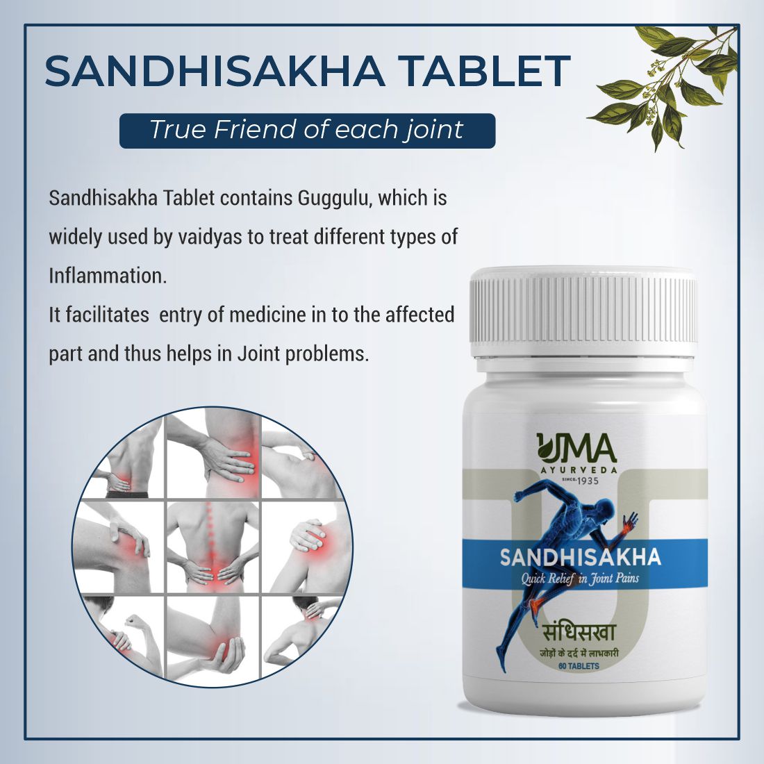 Sandhisakha Ayurvedic Tablets Helpful for Muscles & Joint Pain